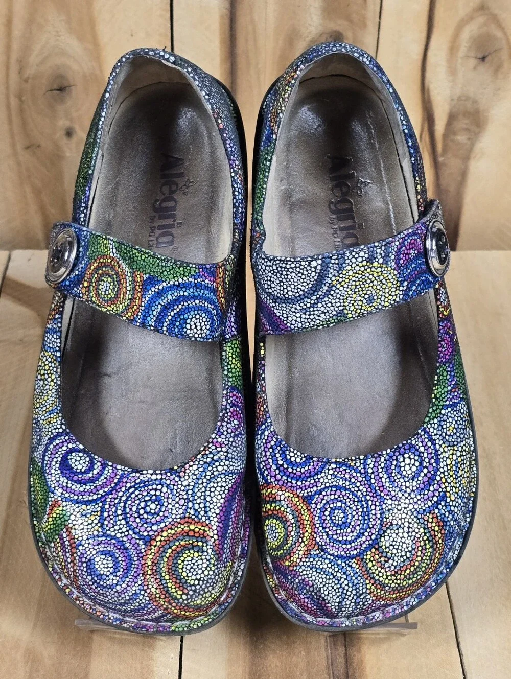 ALEGRIA Paloma Mary Jane Shoes Abstract Bullseye Leather EU 41 US Womens 10.5 11